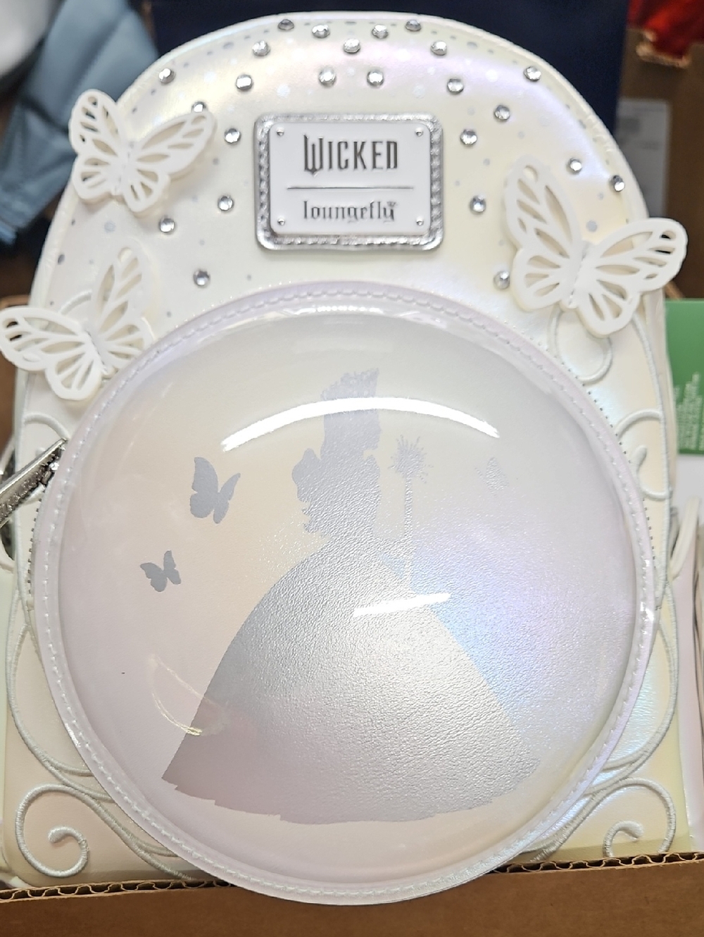 Loungefly WICKED GLINDA Iridescent White Butterfly Dome Mini Backpack
